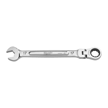 Гаечный ключ рожково-накидной с трещоткой и шарниром в накидной части Milwaukee MAX BITE 17 мм  (Арт. 4932480190)