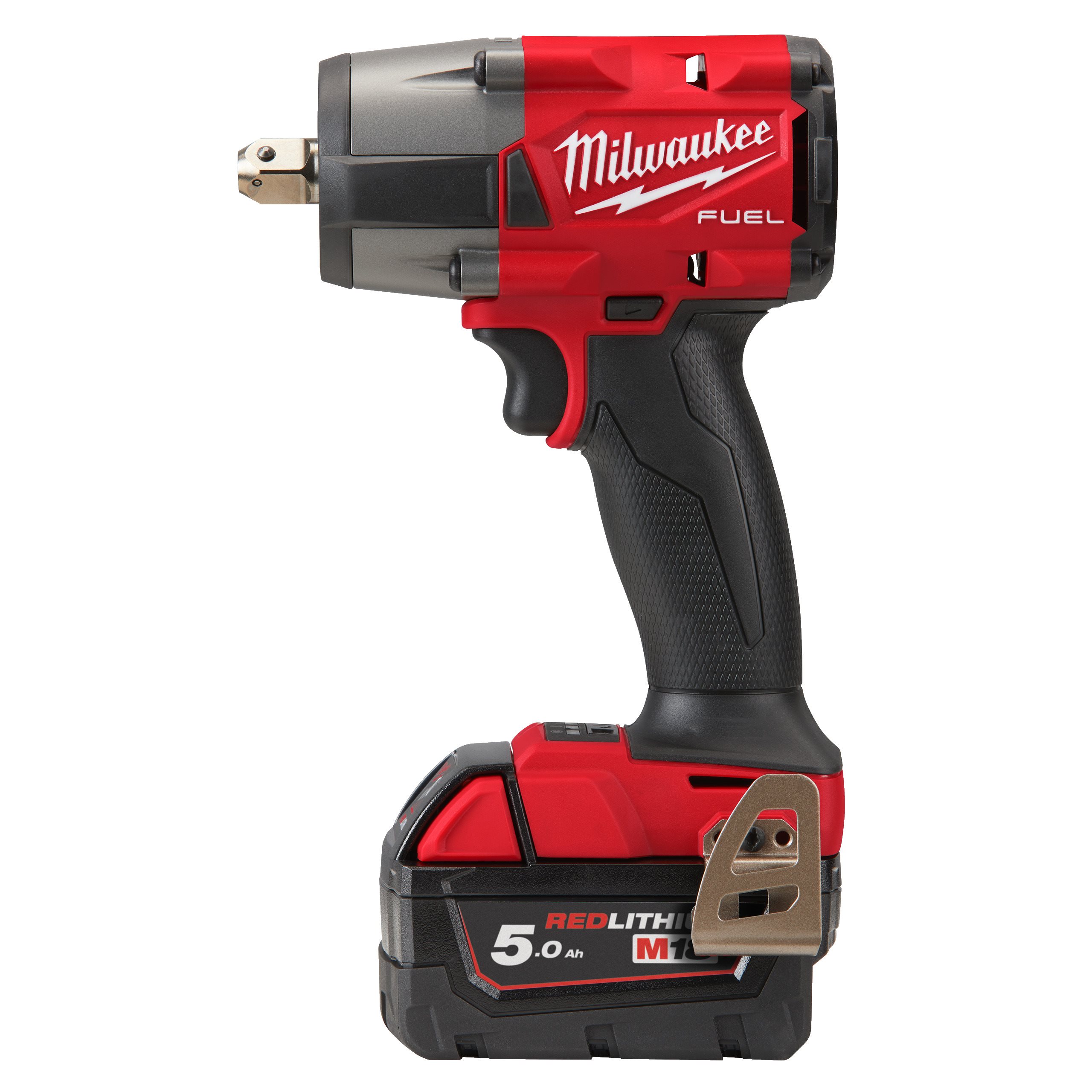 Аккумуляторный среднемоментный ударный гайковерт с фиксацией пином Milwaukee M18 FMTIW2P12-502X FUEL (1/2'')  (Арт. 4933478453)