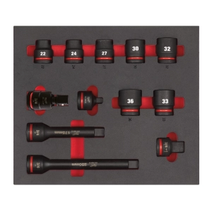 Набор головок ударных Milwaukee 3/4'' (12 шт) (22, 24, 27, 30, 32, 33, 36) в ложементе (Арт. 4932493396)