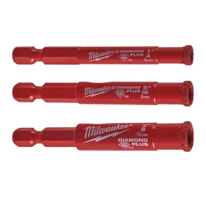 Сверла алмазные корончатые DIAMOND MAX™ набор 3ед. (6/8/10мм) 1/4" HEX (замена для 4932471771) (Арт. 4932498368)