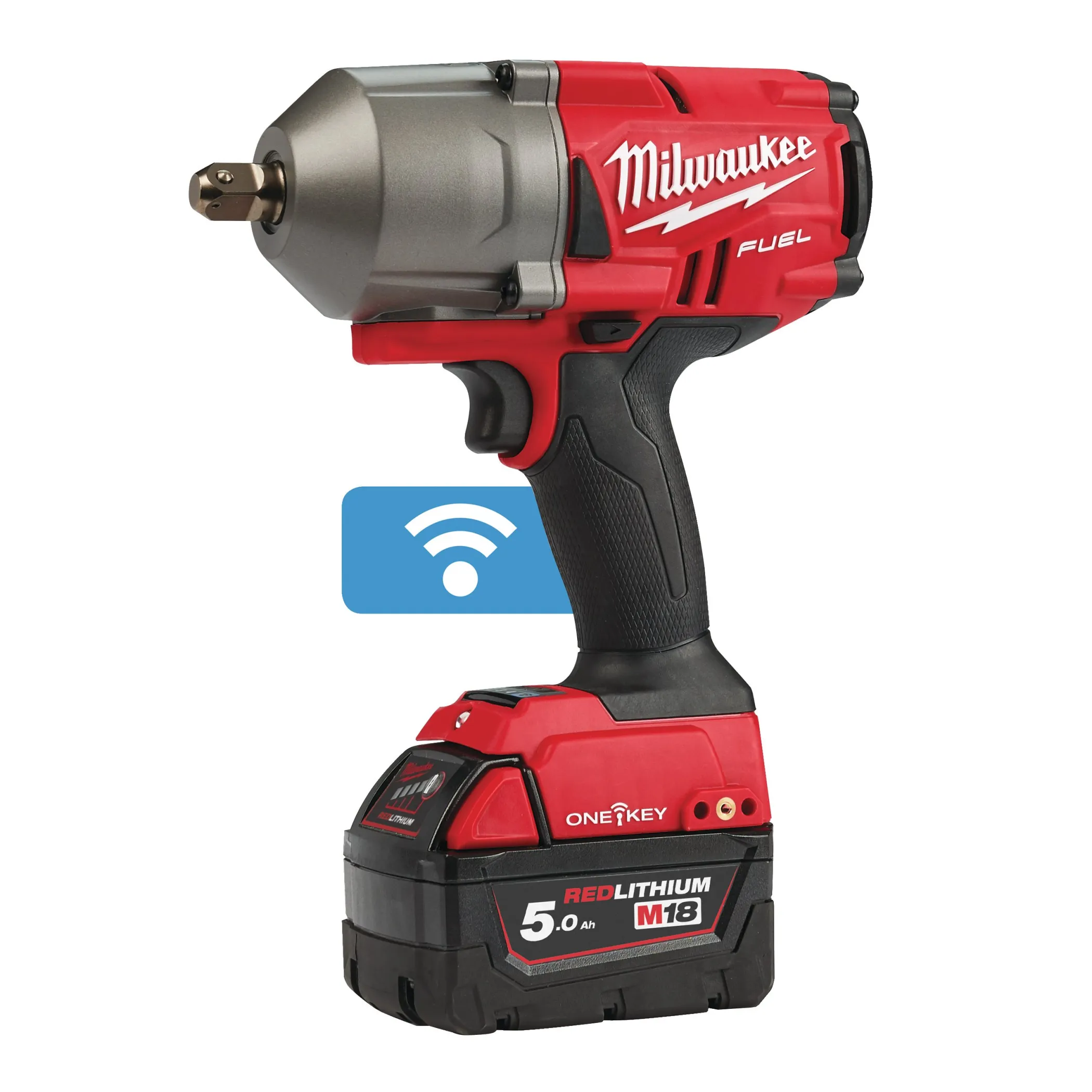 Аккумуляторный высокомоментный ударный гайковерт с фиксацией пином Milwaukee M18 ONEFHIWP12-502X FUEL ONE-KEY (1/2'')  (Арт. 4933459725)
