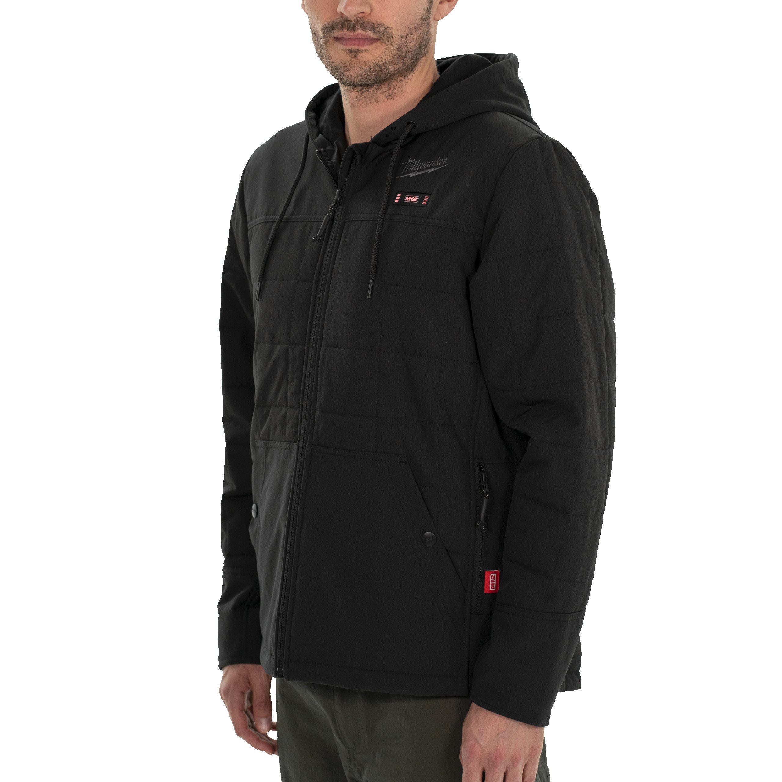 Куртка черная с подогревом и капюшоном Milwaukee M12 HPJ BL2-0 (L) (Арт. 4932480073)