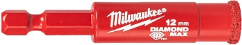 Алмазное корончатое сверло для мокрого сверления Milwaukee Diamond Max 12 мм / хвостовик 1/4'' Hex (замена для 49560511) (Арт. 4932498345)