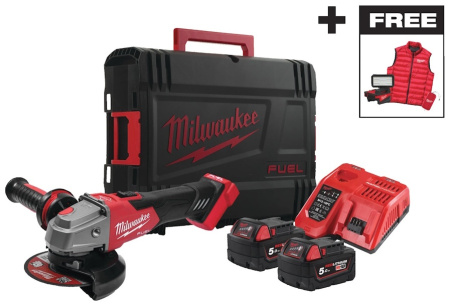 Аккумуляторная углошлифовальная машина (УШМ, Болгарка) Milwaukee M18 FSAG125 XBMC-502X FUEL 125мм (Li-Ion 5 Ач) (Арт. 4933499453)