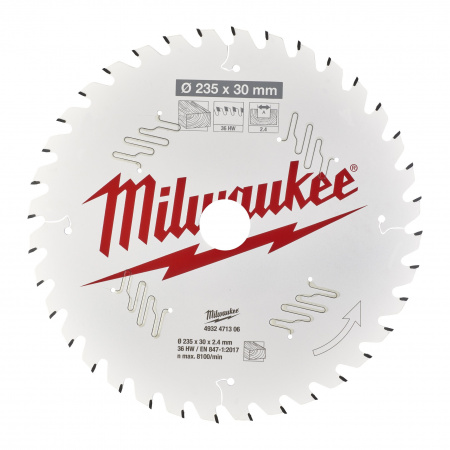 Пильный диск Milwaukee для циркулярной пилы по дереву 235x30x2,4 36 зубов  (Арт. 4932471306)