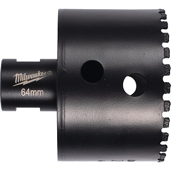 Алмазное корончатое сверло для сухого сверления Milwaukee Diamond Max 64 мм / хвостовик M14 (Арт. 4932498360)