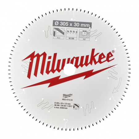 Пильный диск Milwaukee для торцовочной пилы по металлу и пластику 305x30x3,0 96 зубов  (Арт. 4932471323)