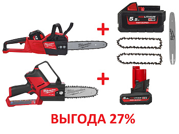 Аккумуляторная цепная пила Milwaukee M18 FCHSC-121 FUEL + M12 FHS-0 (Арт. 4933471442/a)