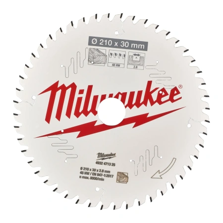 Пильный диск Milwaukee для циркулярной пилы по дереву 210x30x2.8 48 зубов  (замена для 4932259136) (Арт. 4932471325)