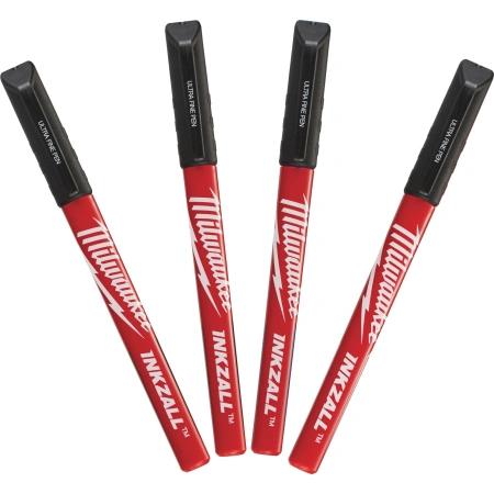 Набор ручек со сверхтонким пером Milwaukee INKZALL (Черный) (4 шт)  (Арт. 48223164)