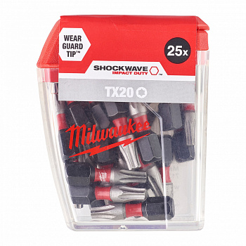 Биты для шуруповерта Milwaukee Shockwave IMPACT DUTY™ TX20 X 25 мм (25 шт) (замена для 4932352706) (Арт. 4932430875)