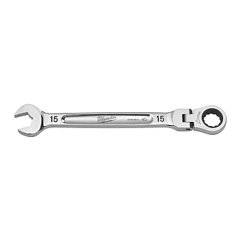 Гаечный ключ рожково-накидной с трещоткой и шарниром в накидной части Milwaukee MAX BITE 15 мм  (Арт. 4932480188)