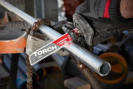 Полотно для сабельной пилы по металлу и чугуну с твердосплавными зубьями Milwaukee THE TORCH CARBIDE TEETH 150 мм/ шаг зуба 2.54 мм (5 шт) (экоупак.) (замена для 48005551) (Арт. 48475551)