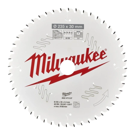 Пильный диск Milwaukee для циркулярной пилы по дереву 235x30x2,4 48 зубов  (замена для 4932451727) (Арт. 4932471307)