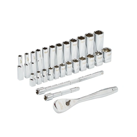Набор метрических головок с воротком Milwaukee 1/4'' (28 предметов)  (Арт. 4932464943)