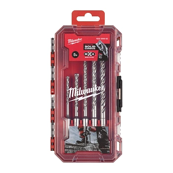 Набор буров по армированному бетону с 4-мя режущими кромками Milwaukee MX4 SDS-Plus 5 / 6 X 115 мм, 6 / 8 / 10 X 165 мм (5 шт) (замена для 4932498297) (Арт. 4932500063)