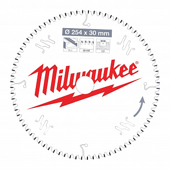 Пильный диск Milwaukee для торцовочной пилы по металлу и пластику 254x30x3,0 80 зубов  (Арт. 4932471318)