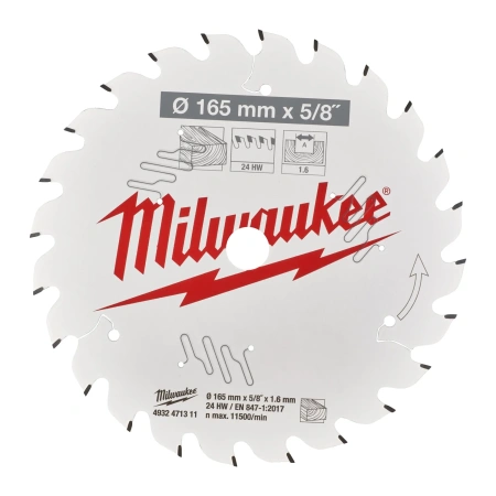 Пильный диск Milwaukee для циркулярной пилы по дереву 165x15.87x1.6 24 зуба (замена для 4932352313) (Арт. 4932471311)