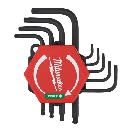 Набор коротких шестигранных ключей Milwaukee TORX Т8 / Т9 / Т10 / Т15 / Т20 / Т25 / Т27 / Т30 / Т40 мм (9 шт)  (Арт. 4932492703)