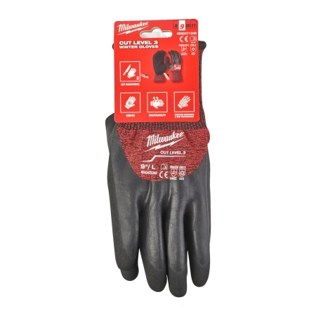 Перчатки зимние Milwaukee Winter Cut Level с защитой от минимальных рисков, уровень защиты C/3, размер L/9  (Арт. 4932471348)