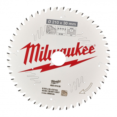 Пильный диск Milwaukee для циркулярной пилы по дереву 210x30x2.8 48 зубов  (Арт. 4932471325)