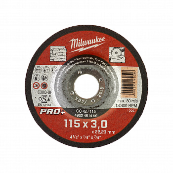 Отрезной диск по камню Milwaukee CC42 / 115х3х22.2 PRO+  (Арт. 4932451499)