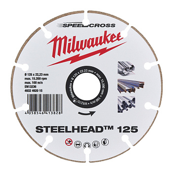 Алмазный диск скоростной премиальный Milwaukee Speedcross STEELHEAD 125 мм  (Арт. 4932492015)