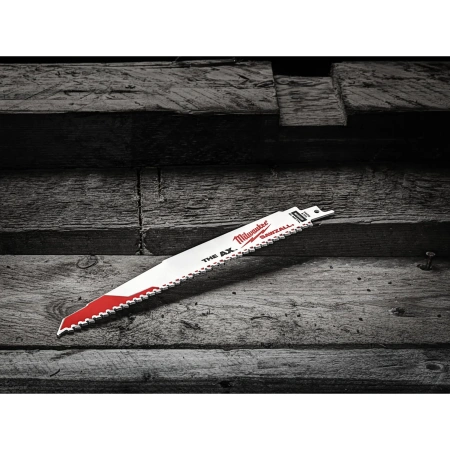 Полотно для сабельной пилы, демонтажное по дереву, дереву с гвоздями, пластику Milwaukee THE AX 230 мм/ шаг зуба 5 мм (5 шт) (экоупак.) (замена для 48005026) (Арт. 48475026)