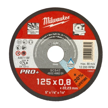 Отрезной диск по металлу Milwaukee SCS42 / 125х0.8х22.2 PRO+ (Арт. 4932498201)