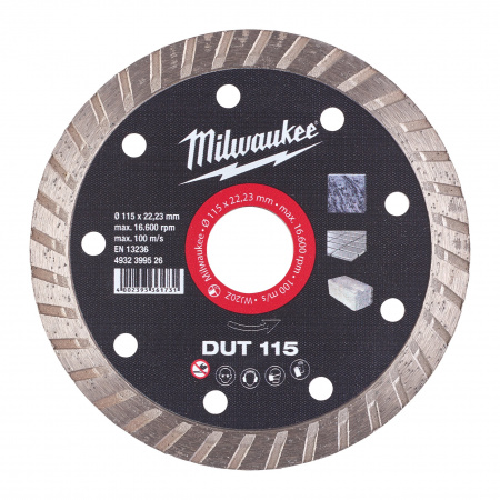 Алмазный диск профессиональной серии Milwaukee DUT 115 мм  (Арт. 4932399526)