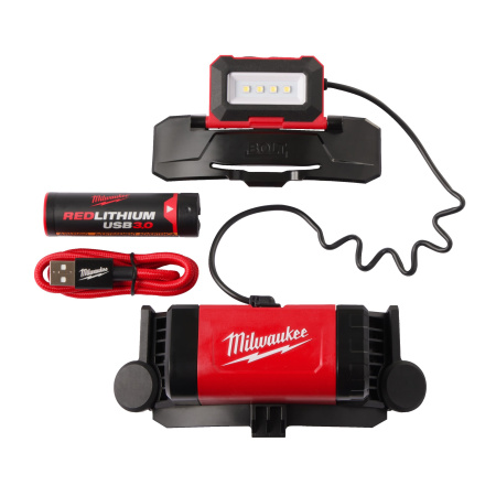 Аккумуляторный налобный, светодиодный фонарь, заряжаемый через USB с креплением для касок BOLT Milwaukee L4 BOLTHL-301 (Арт. 4933479902)