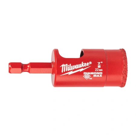 Алмазное корончатое сверло для мокрого сверления Milwaukee Diamond Max 22 мм / хвостовик 1/4'' Hex (Арт. 4932498349)
