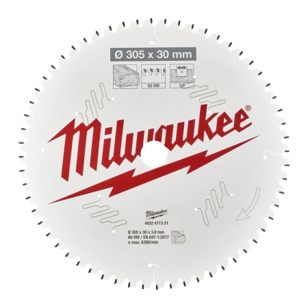 Пильный диск Milwaukee для торцовочной пилы по дереву 305x30x3,0 60 зубов  (замена для 4932352141) (Арт. 4932471321)