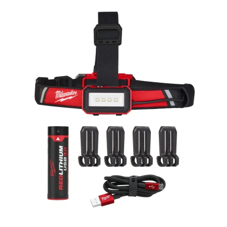 Аккумуляторный налобный, светодиодный фонарь, заряжаемый через USB Milwaukee L4 HLRP-301 (Арт. 4933479767)