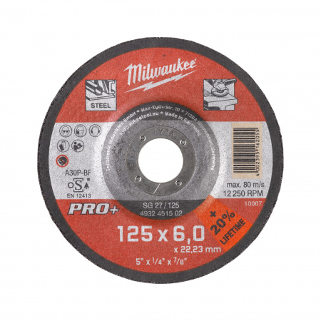 Шлифовальный диск по металлу Milwaukee SG27 / 125х6х22,2 PRO+  (Арт. 4932451502)