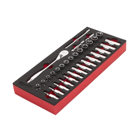 Набор метрических головок с воротком Milwaukee 3/8'' (32 предмета) в ложементе (Арт. 4932479825)