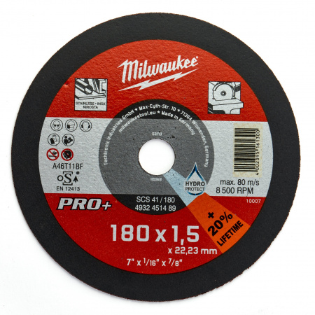 Тонкий отрезной диск по металлу Milwaukee SCS41 / 180х1,5х22,2 PRO+  (Арт. 4932451489)