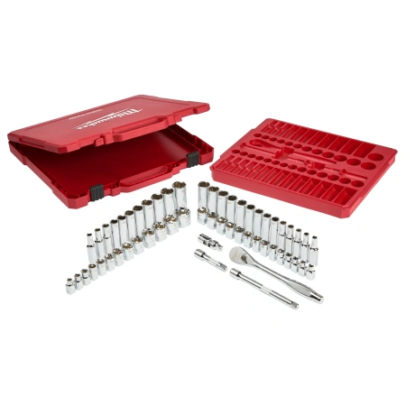 Набор метрических и дюймовых головок с воротком Milwaukee 3/8'' (56 предметов)  (Арт. 4932464946)