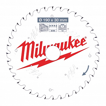 Пильный диск Milwaukee для циркулярной пилы по дереву 190x30x1,6 36 зубов  (Арт. 4932471301)