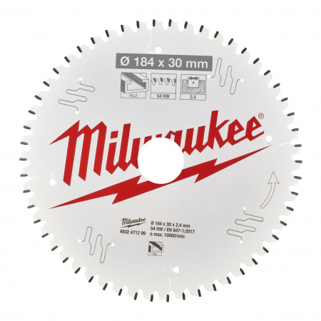 Пильный диск Milwaukee для циркулярной пилы по металлу и пластику 184x30x2,4 54 зуба  (Арт. 4932471299)