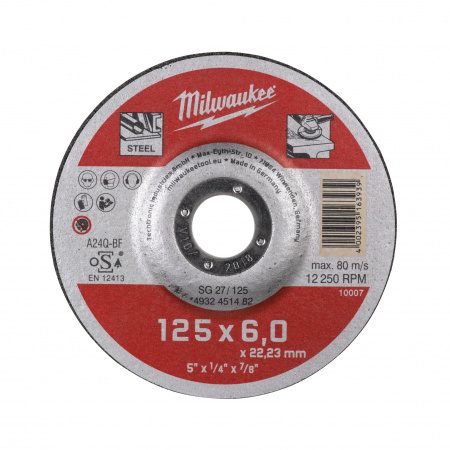 Шлифовальный диск по металлу Milwaukee SG27 / 125х6х22,2   (Арт. 4932451482)