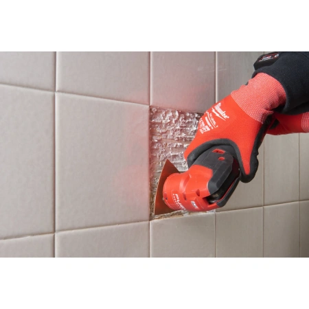 Шлифовальная насадка для мультитула Milwaukee 80 х 80 с напылением из твердосплава для грубой шлифовки плиточного клея, строительного раствора и древесины (1 шт)  (Арт. 48906054)