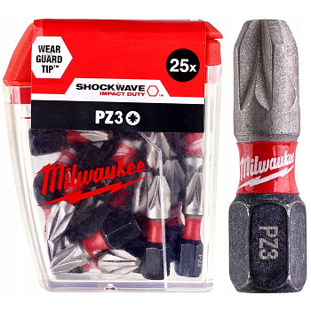 Биты для шуруповерта Milwaukee Shockwave IMPACT DUTY™ PZ3 X 25 мм (25 шт)  (Арт. 4932430869)