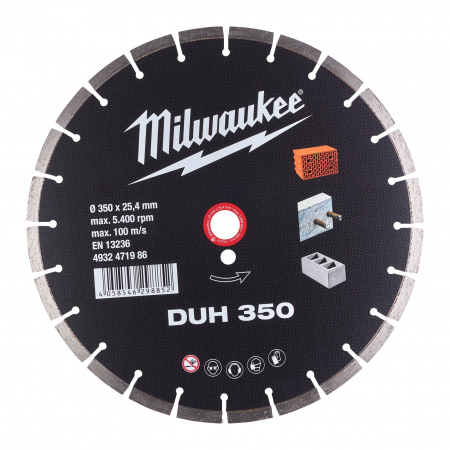 Алмазный диск профессиональной серии Milwaukee DUH 350 мм  (Арт. 4932471986)