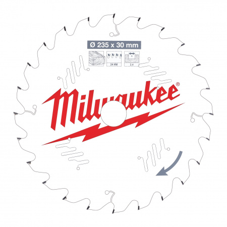 Пильный диск Milwaukee для циркулярной пилы по дереву 210x30x2,4 24 зуба  (Арт. 4932471305)