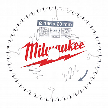 Пильный диск Milwaukee для циркулярной пилы по дереву 165x20x2,2 48 зубов  (Арт. 4932471295)