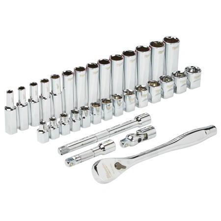 Набор метрических головок с воротком Milwaukee 3/8'' (32 предмета)  (Арт. 4932464945)