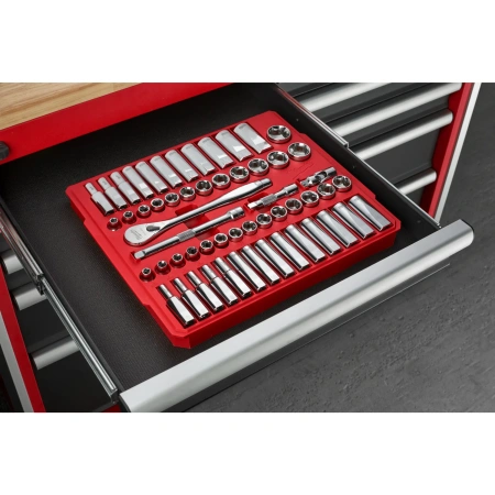 Набор метрических и дюймовых головок с воротком Milwaukee 3/8'' (56 предметов)  (Арт. 4932464946)