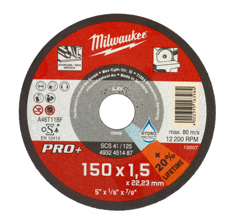 Тонкий отрезной диск по металлу Milwaukee SCS41 / 150х1,5х22,2 PRO+ (Арт. 4932471386)