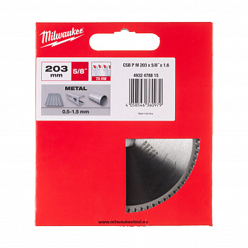 Пильный диск Milwaukee для циркулярной пилы по металлу 203x15.87x1,6 70 зубов (Арт. 4932478815)